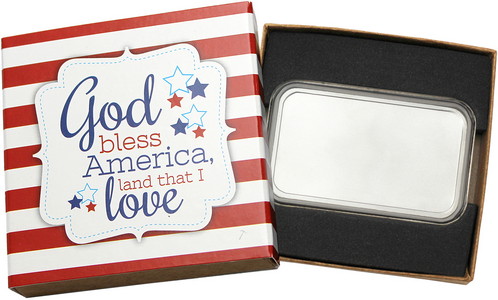 SilverTowne Natural Kraft Paper Gift Box w/God Bless America Box Sleeve & Cap - Product Packaging [Add $7.00]